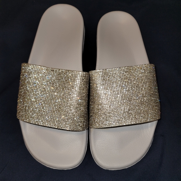 Davids Bridal Embellished Wedding Slides White SZ 11 Brand New - Picture 3 of 3